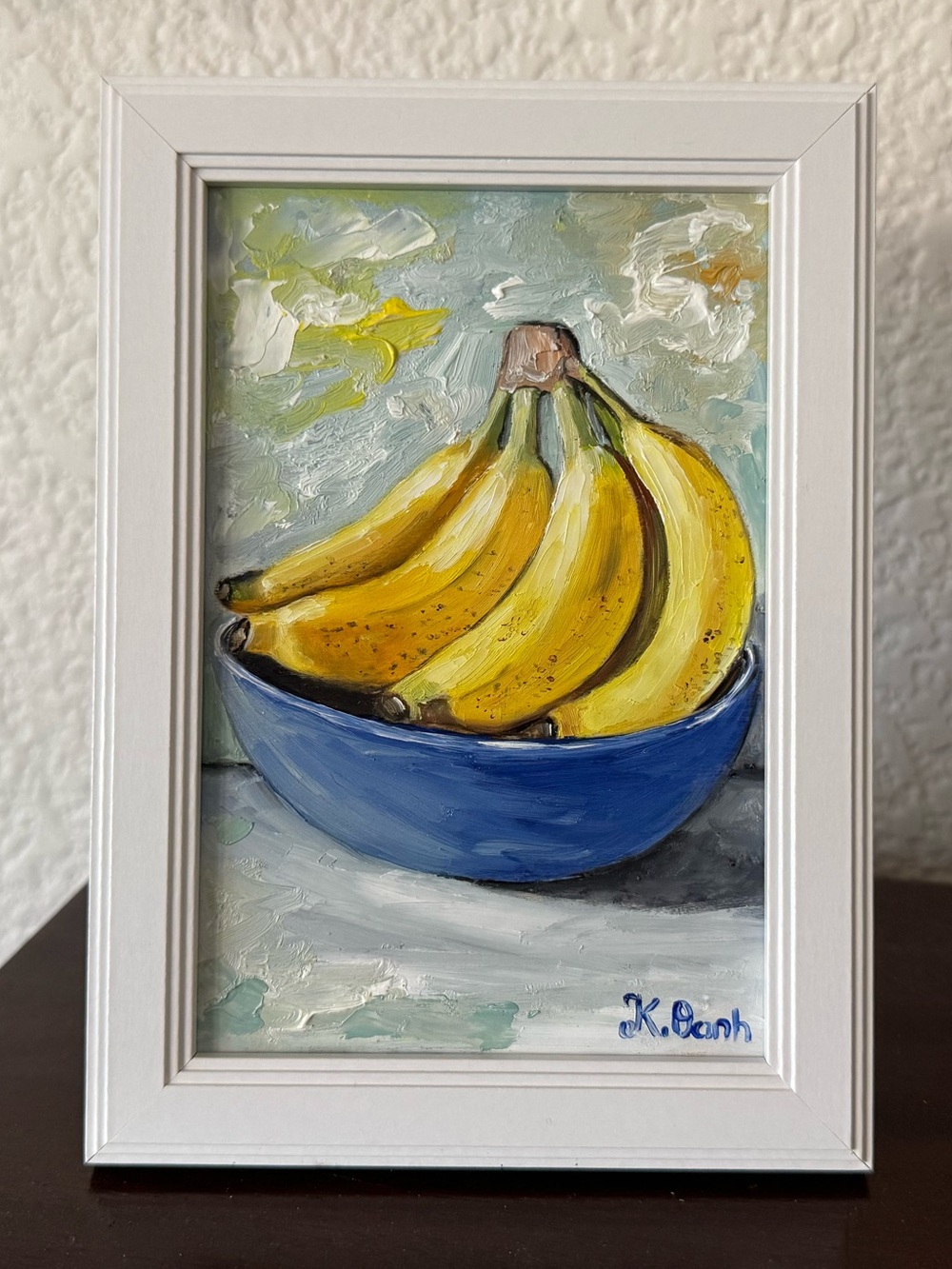 Original oil painting hand painted still life bananas 4x6 inches